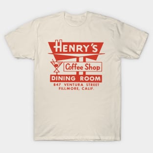 Vintage Diner Matchbook Henry's Coffee Shop Fillmore California T-Shirt